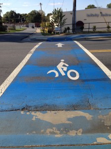 photo - blue bike lane with symbol