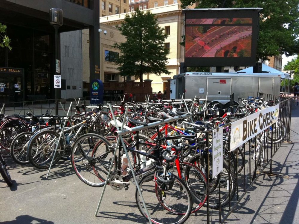 Bike Valet parking, Greenville, SC, South Carolina bike accident lawyer, SC bicycle accident lawyer, photo credit city of Greenville